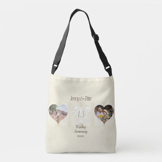 13e weddenschap Jubileum Lace-achtig hart Crossbody Tas (Achterkant)