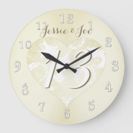 13e weddenschap Jubileum Lace-achtig hart Grote Klok