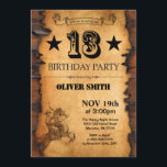 13e Westerne verjaardag Kaart<br><div class="desc">13e Westerne verjaardag. Cowboy Horse Wild West Theme Verjaardagsfeest. Rustieke houten achtergrond. Voor verdere aanpassing klikt u op de knop "Aanpassen" en gebruikt u onze ontwerptool om deze sjabloon te wijzigen.</div>