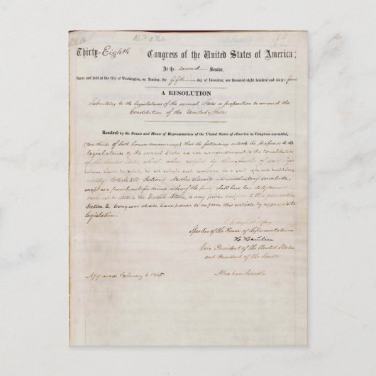 13e wijziging van de grondwet van de Verenigde Sta Briefkaart (Voorkant)