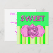 13e zoete 13 Birthday Party Pink Limoen Modern Kaart (Voorkant / Achterkant)