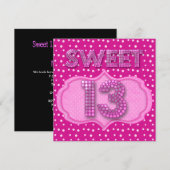 13e zoete 13 Birthday Party Pink Polka Dots Kaart (Voorkant / Achterkant)