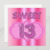 13e zoete 13 Birthday Party Pink Polka Dots Kaart (Voorkant / Achterkant)