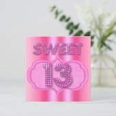 13e zoete 13 Birthday Party Pink Polka Dots Kaart (Staand voorkant)
