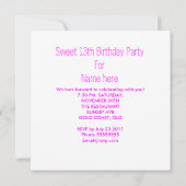 13e zoete 13 Birthday Party Pink Polka Dots Kaart (Achterkant)