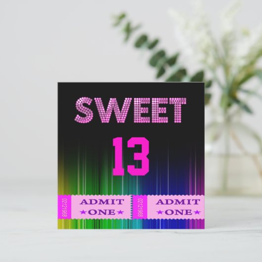 13e zoete 13 Birthday Party Tickets Fun Kaart (Staand voorkant)