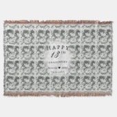 13e zwart + wit kant bruiloft Jubileum Deken (Voorkant)