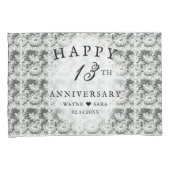 13e zwart + wit kant bruiloft Jubileum Kussensloop (Voorkant-Rechts)