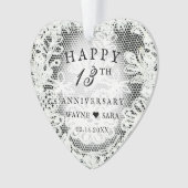 13e zwart + wit kant bruiloft Jubileum Ornament (voorkant)