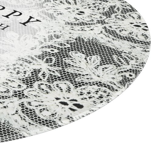 13e zwart + wit kant bruiloft Jubileum Snijplank (Hoek)