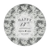 13e zwart + wit kant bruiloft Jubileum Snijplank (Voorkant)