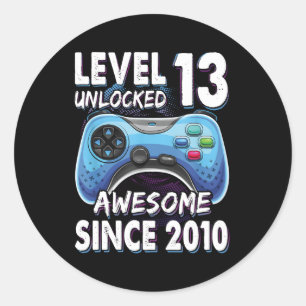 13jaar bday zoon gamer 13e 13 ronde sticker