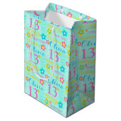 13th Birthday aqua blauwgroen roze cadeautas met s (Achterkant Gekanteld)