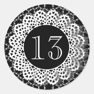 13th Birthday Black and White Pattern Ltd13 Ronde Sticker