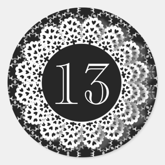 13th Birthday Black and White Pattern Ltd13 Ronde Sticker (Voorkant)
