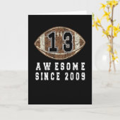 13th Birthday Born In 2009 Football Boy 13 Year Kaart (Gele Bloem)