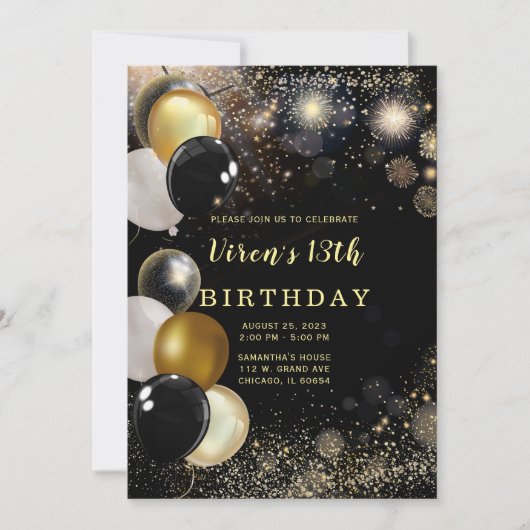 13th Birthday Boy Invitation Kaart (Voorkant)