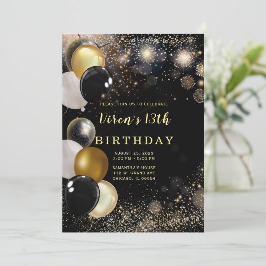 13th Birthday Boy Invitation Kaart (Staand voorkant)