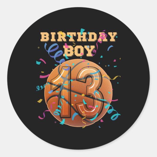 13th Birthday Boy Teen 13 Years Old Sketll Players Ronde Sticker (Voorkant)