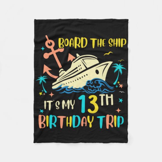 13th Birthday Cruise Trip Funny Nautical Vacation  Fleece Deken (Voorkant)
