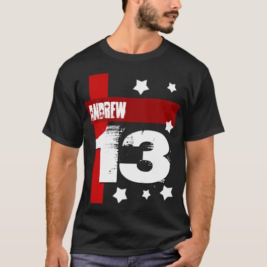 13th Birthday Custom Name BLACK RED WHITE V3 T-shirt (Voorkant)
