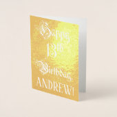 13th Birthday: Elegant, Ornate Script; Custom Name Folie Kaarten (Voorkant)