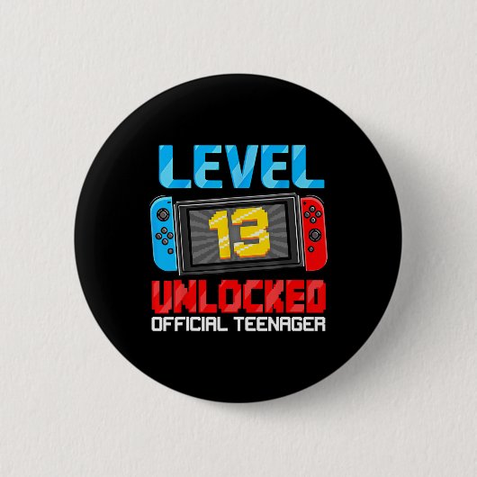 13th Birthday Game Level 13 Ontgrendeld Officiële Ronde Button 5,7 Cm (Voorkant)