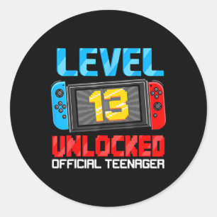 13th Birthday Game Level 13 Ontgrendeld Officiële Ronde Sticker