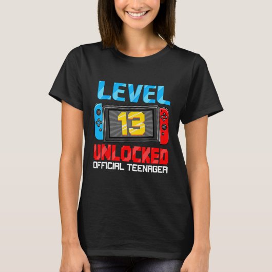 13th Birthday Game Level 13 Ontgrendeld Officiële  T-shirt (Voorkant)
