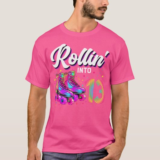 13Th Birthday Girl 13 Year Old Roller Skate Skatin T-shirt (Voorkant)