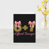 13th Birthday Girl Nk Coquette Bow Leopard 6+7 Yea Kaart (Gele Bloem)