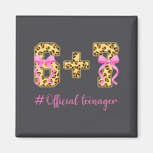 13th Birthday Girl Nk Coquette Bow Leopard 6+7 Yea Magneet (Voorkant)