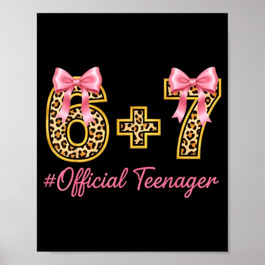 13th Birthday Girl Nk Coquette Bow Leopard 6+7 Yea Poster (Voorkant)
