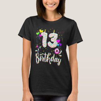 13th Birthday Girl Tee 13 Years Old Bday Doughnut T-shirt