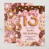 13th Birthday Girls Invitation Kaart (Voorkant / Achterkant)