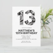 13th Birthday, Grey Camo Personalized Teen Kaart (Staand voorkant)