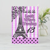 13th Birthday Invitation, Franse/Eiffeltoren Kaart (Staand voorkant)