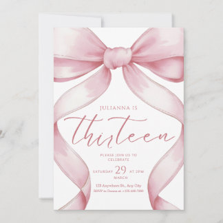 13th Birthday Invitation Pink Coquette Invite Girl Kaart
