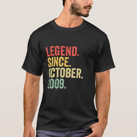 13th Birthday Legend Since October 2009 13 Years T-shirt (Voorkant)
