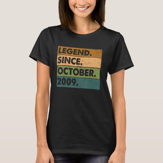 13th Birthday Legend Since October 2009 13 Years T-shirt (Voorkant)