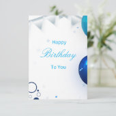 13th Birthday Navy Blue and Gold Balloons Confetti Kaart (Staand voorkant)