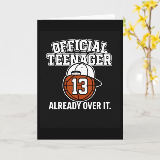 13th Birthday Official Teenager Funny Teen Sketll  Kaart (Gele Bloem)