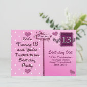 13th Birthday Party Invitation - Briefkaart Front (Staand voorkant)