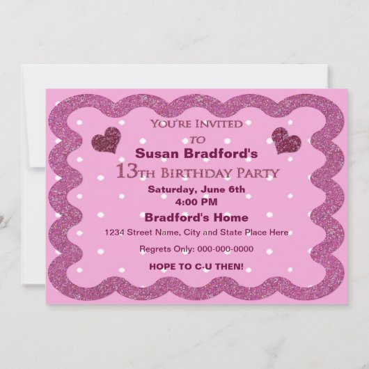 13th Birthday Party Invitation - Briefkaart Front (Achterkant)