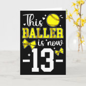 13th Birthday Party Softll Girl Thirteen Year Old  Kaart (Gele Bloem)