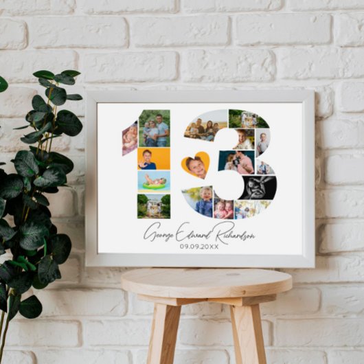 13th Birthday Photo Collage Poster Keepsake