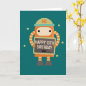 13th Birthday Robot  wenskaart Kaart (Gele Bloem)