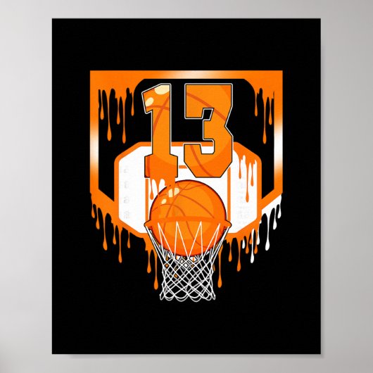 13th Birthday Sketll Drip Ice Cream 13 Year Old Pa Poster (Voorkant)