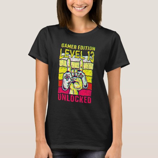 13th Birthday Video Gamer Edition Level 13 Unlocke T-shirt (Voorkant)