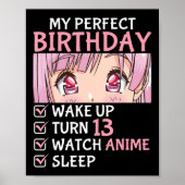 13th Birthday Watch Anime 13 Years Old Anime Teen Poster (Voorkant)